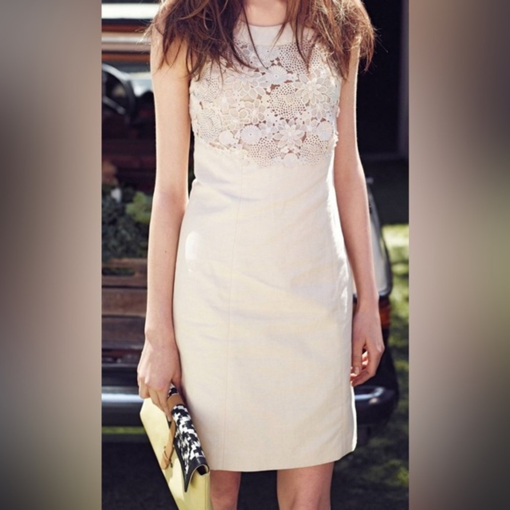 Anthropologie Beige Crochet Midi Dress